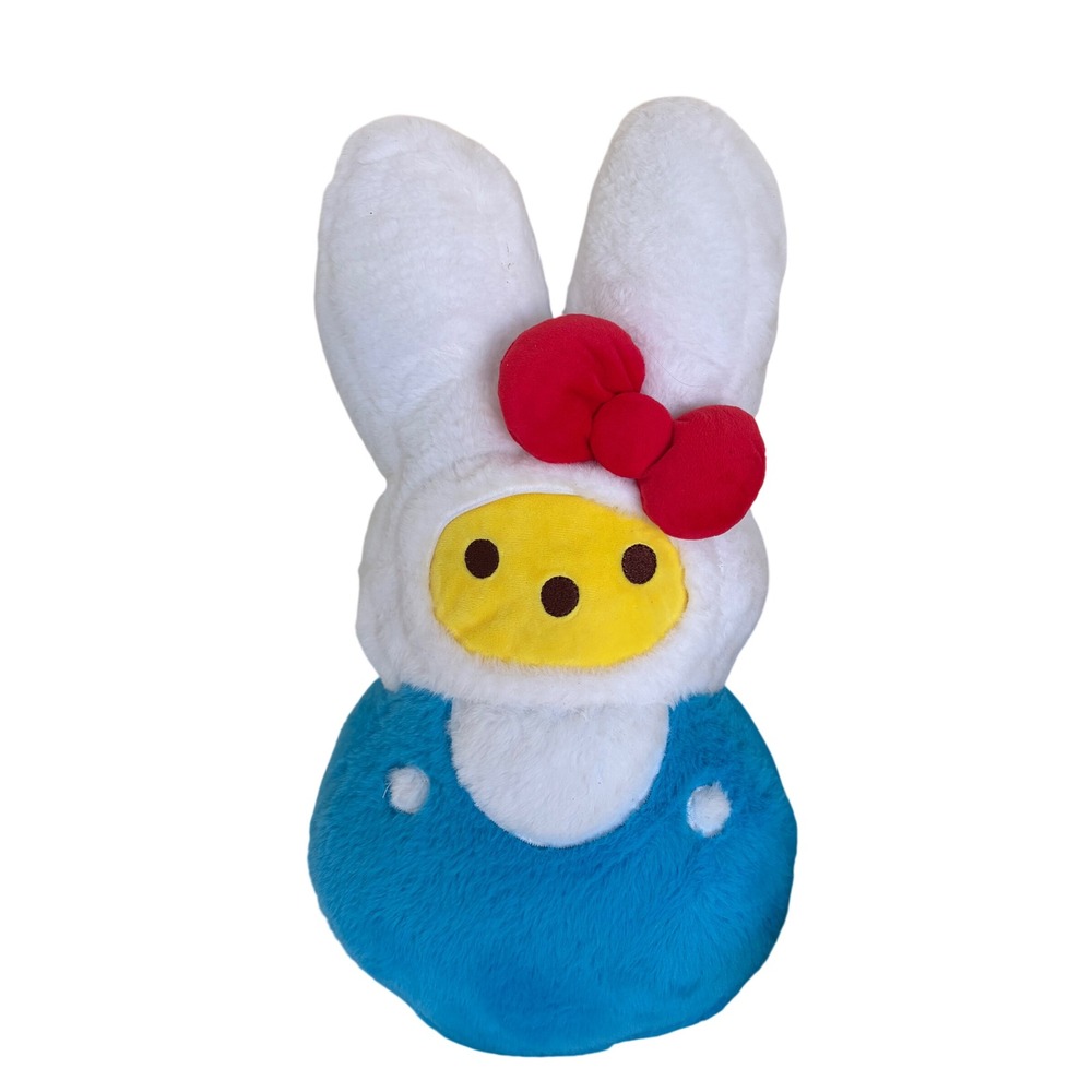 Sanrio Hello Kitty Peeps Plush Blue Bunny Overalls Red Bow Stuffed Animal Toy